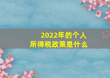 2022年的个人所得税政策是什么