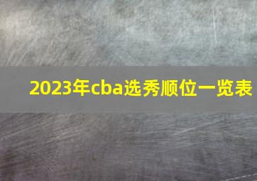 2023年cba选秀顺位一览表