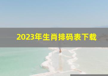 2023年生肖排码表下载