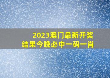 2023澳门最新开奖结果今晚必中一码一肖