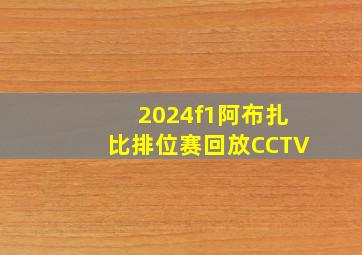 2024f1阿布扎比排位赛回放CCTV