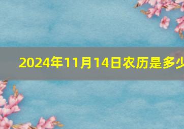 2024年11月14日农历是多少