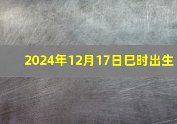 2024年12月17日巳时出生