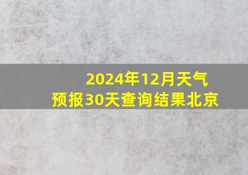 2024年12月天气预报30天查询结果北京