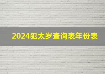 2024犯太岁查询表年份表