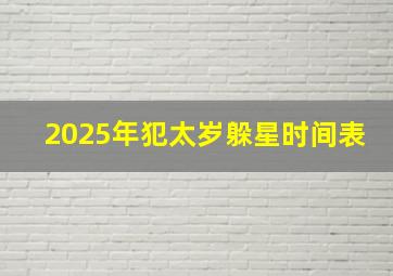 2025年犯太岁躲星时间表