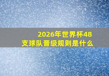 2026年世界杯48支球队晋级规则是什么