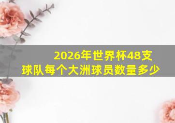 2026年世界杯48支球队每个大洲球员数量多少