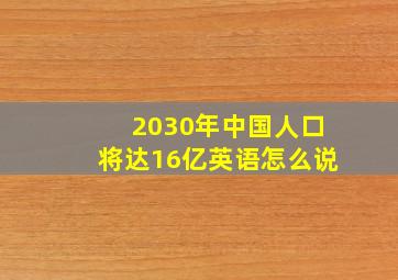 2030年中国人口将达16亿英语怎么说