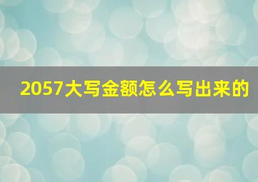 2057大写金额怎么写出来的