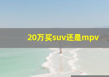 20万买suv还是mpv