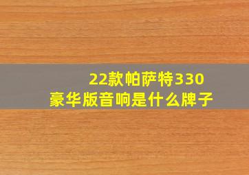 22款帕萨特330豪华版音响是什么牌子