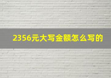 2356元大写金额怎么写的