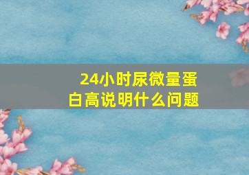 24小时尿微量蛋白高说明什么问题