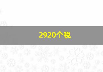 2920个税