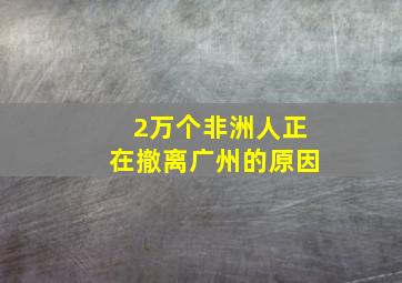 2万个非洲人正在撤离广州的原因