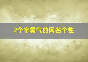 2个字霸气的网名个性