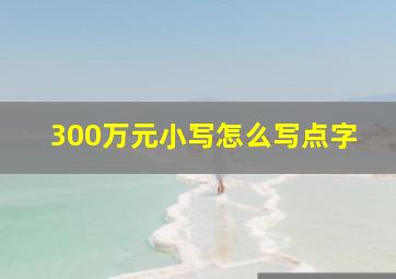 300万元小写怎么写点字