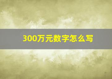 300万元数字怎么写