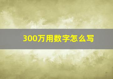 300万用数字怎么写