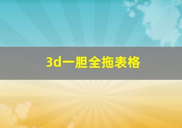 3d一胆全拖表格