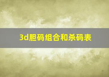 3d胆码组合和杀码表