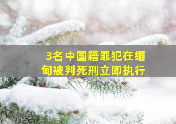 3名中国籍罪犯在缅甸被判死刑立即执行