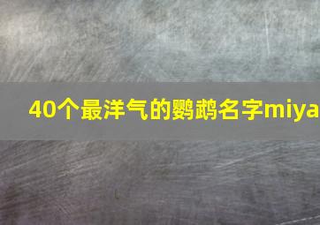 40个最洋气的鹦鹉名字miya