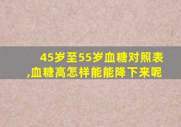 45岁至55岁血糖对照表,血糖高怎样能能降下来呢