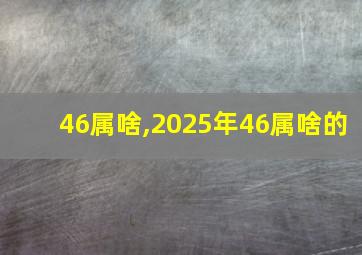 46属啥,2025年46属啥的