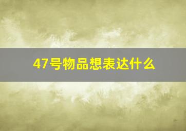 47号物品想表达什么