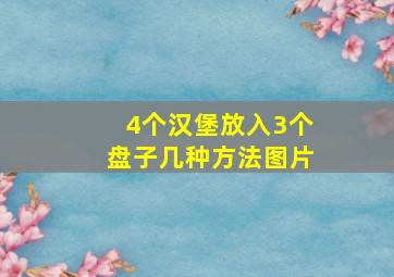 4个汉堡放入3个盘子几种方法图片