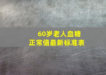 60岁老人血糖正常值最新标准表