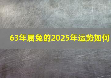 63年属兔的2025年运势如何