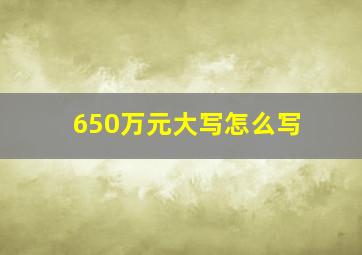 650万元大写怎么写