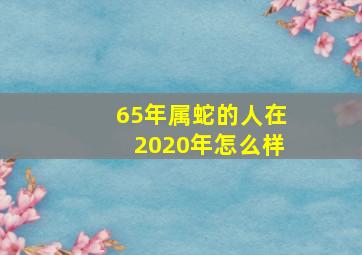 65年属蛇的人在2020年怎么样