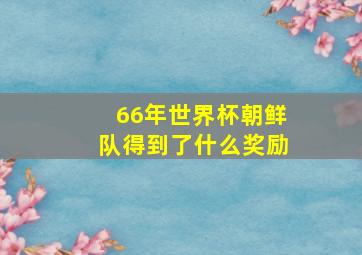 66年世界杯朝鲜队得到了什么奖励