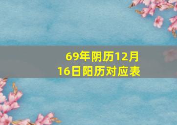 69年阴历12月16日阳历对应表