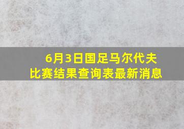 6月3日国足马尔代夫比赛结果查询表最新消息