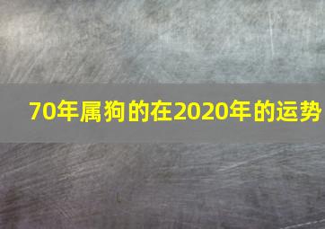 70年属狗的在2020年的运势