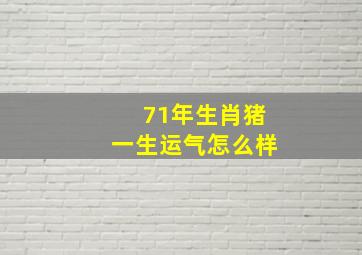 71年生肖猪一生运气怎么样