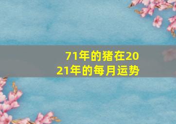 71年的猪在2021年的每月运势