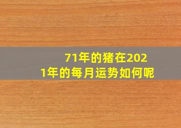 71年的猪在2021年的每月运势如何呢