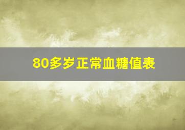 80多岁正常血糖值表