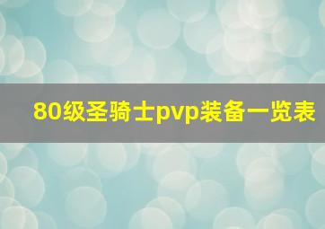 80级圣骑士pvp装备一览表