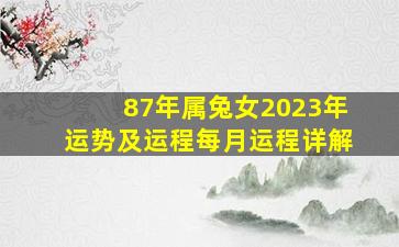 87年属兔女2023年运势及运程每月运程详解