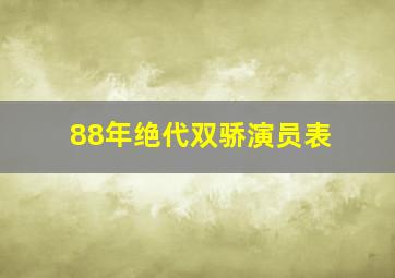 88年绝代双骄演员表