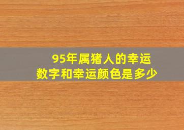 95年属猪人的幸运数字和幸运颜色是多少