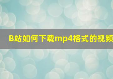 B站如何下载mp4格式的视频