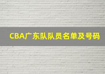 CBA广东队队员名单及号码